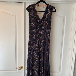 LACE JOVANI MERMAID FORMAL DRESS/GOWN-BLUE